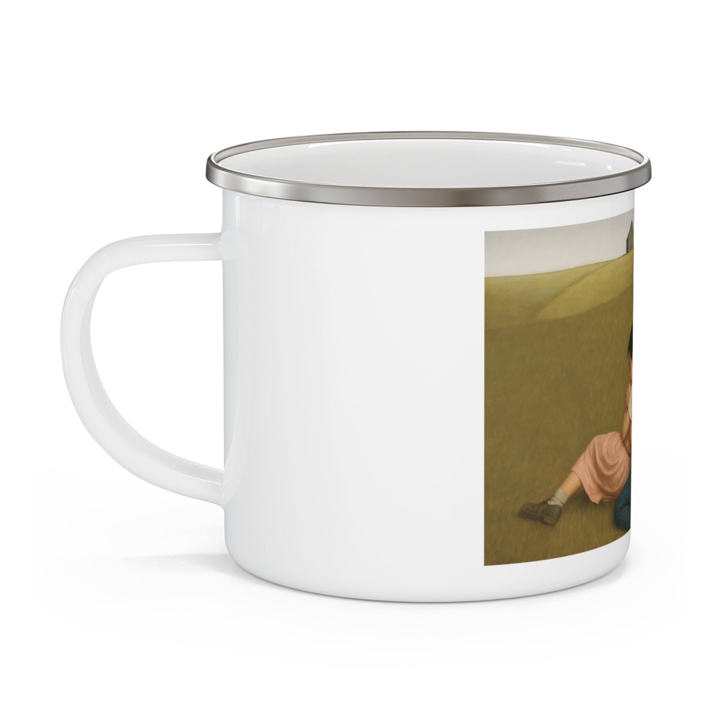 Field of Care - Artistic Enamel Camping Mug - Inspirational Design