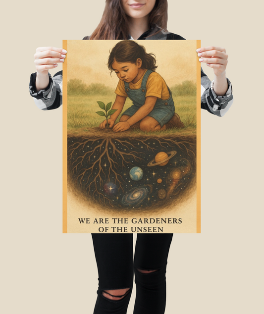 Cosmic Roots: We Are the Gardeners of the Unseen - Inspirational Wall Art Print